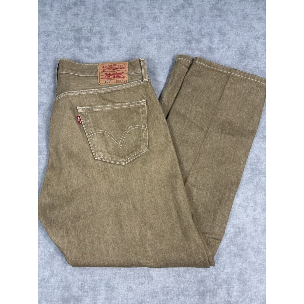Levi's 501 Men's Jeans 38x32 Brown Tan Straight Fit Button Fly 100% Cotton
